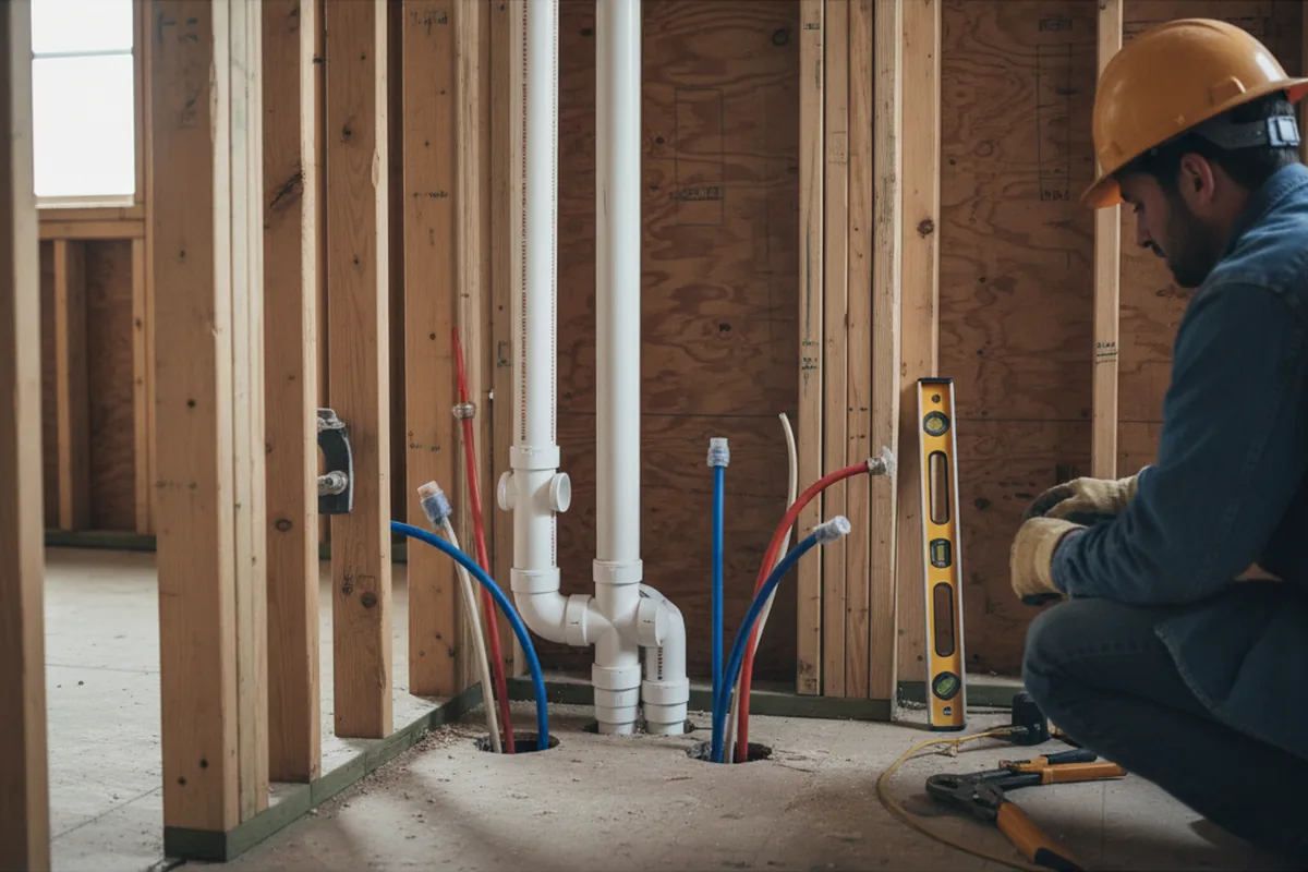 Drain and supply rough-in during Sump Pump Repair in Woronoco