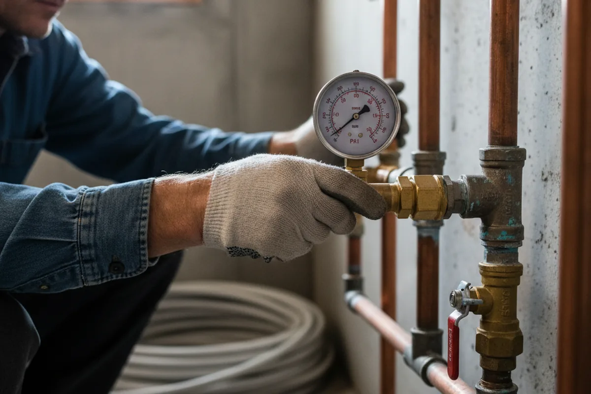 Pressure testing a repaired line during Water Line Repair in Woronoco
